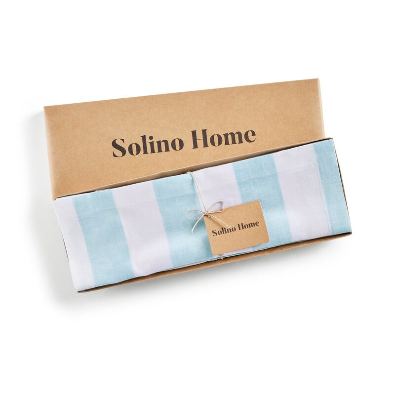 Solino Home Cabana Stripe 100% Linen Placemats &ndash; Set of 4, 14 x 19 in, Machine Washable, Holiday and Everyday Dining