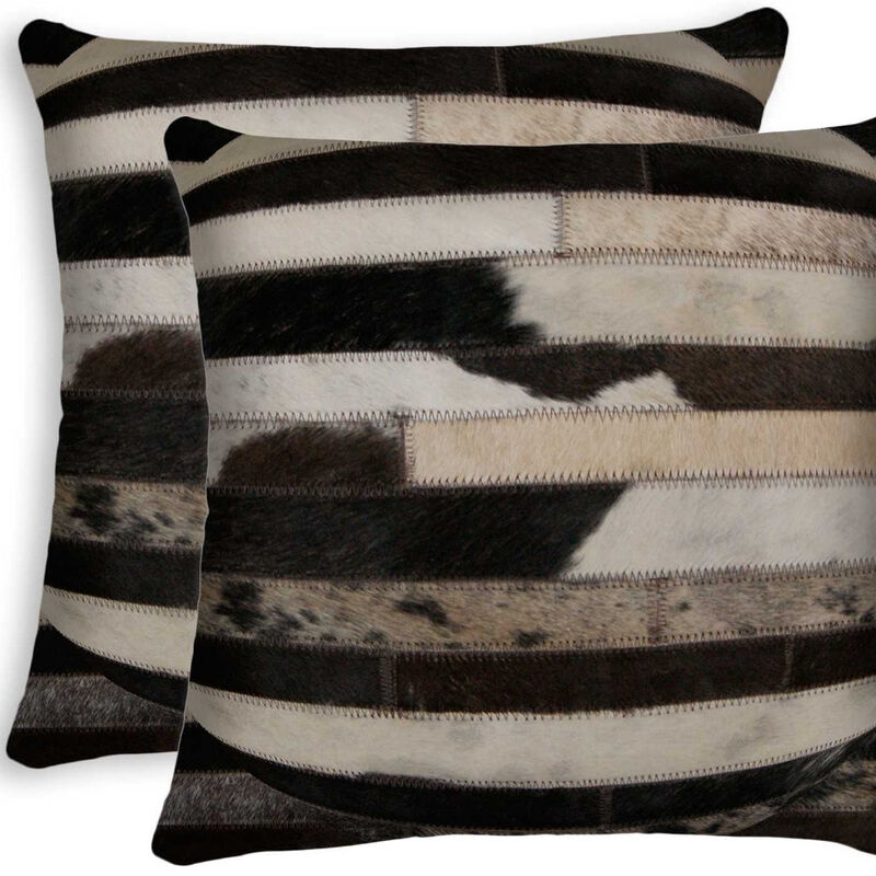 Handcrafted Cowhide Pillow Set of Two for Farmhouse or Lodge Style