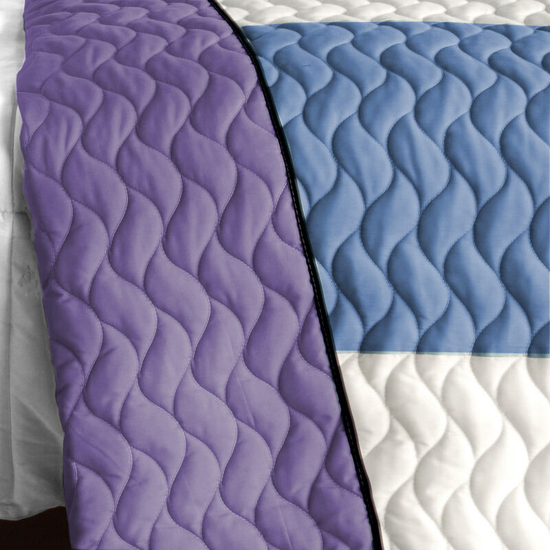Vermicelli Quilted Patchwork Bedding Set Queen Size Pure Willing Design image number 3
