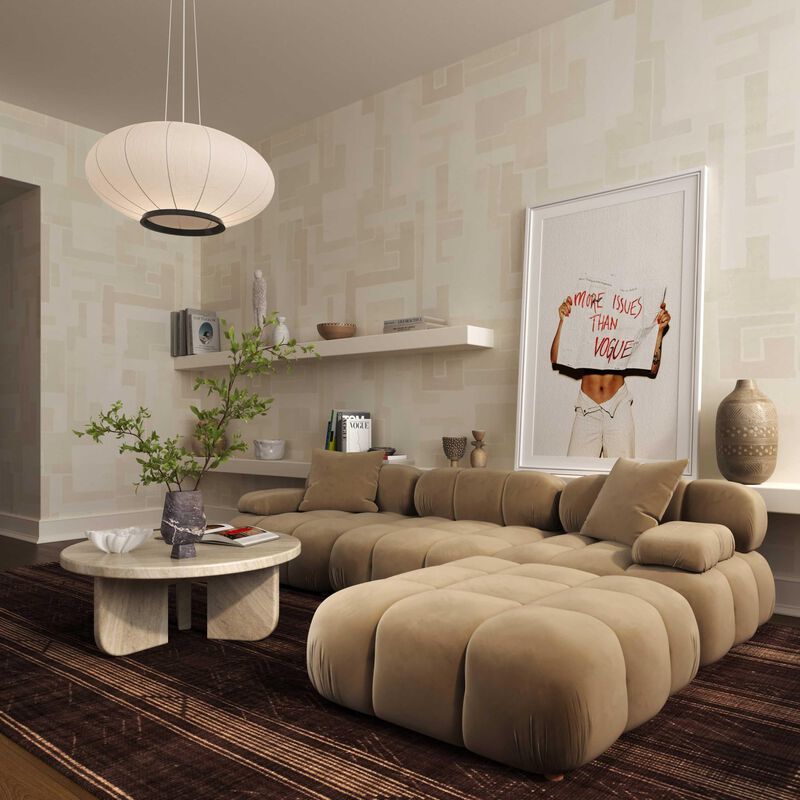 Casafoyer Calliope Cafe Au Lait Performance Velvet Modular Ottoman image number 1