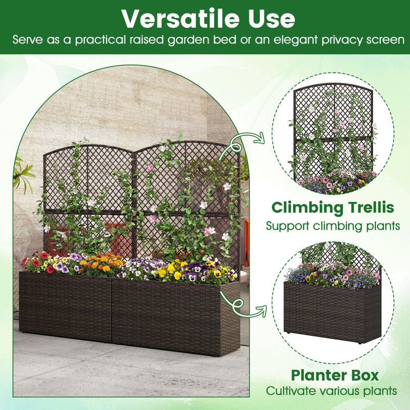 2 Pack Raised Planter Boxes with Trellis for Garden Backyard Patio and Balcony image number 5