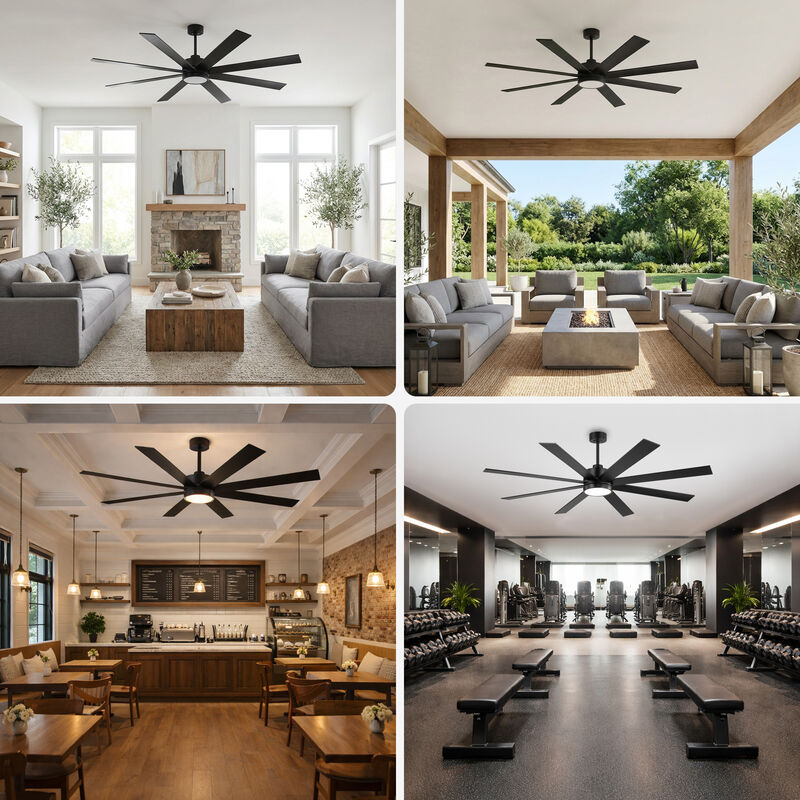 Breezary 72 in LED Ceiling Fan with Light and Remote, 8 Blade Fan, Reversible Quiet Fan with Timer image number 6