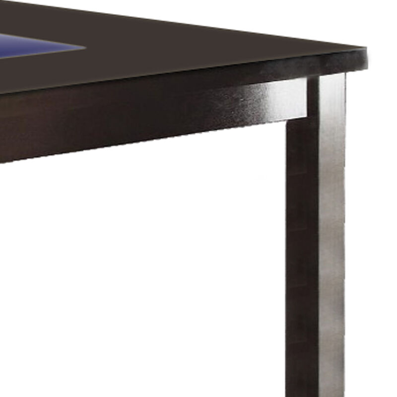 Wooden Dining Table With Tempered Glass Top, Brown-Benzara