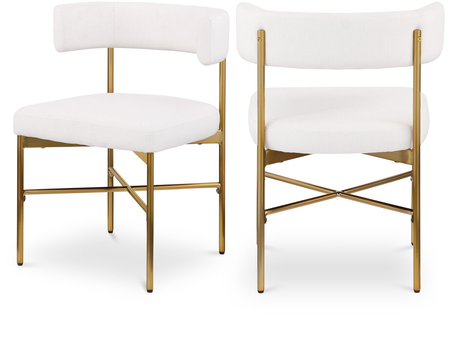 Meridian Furniture Rivage Cream Durable Linen Textured Fabric Dining Chair, Set of 2