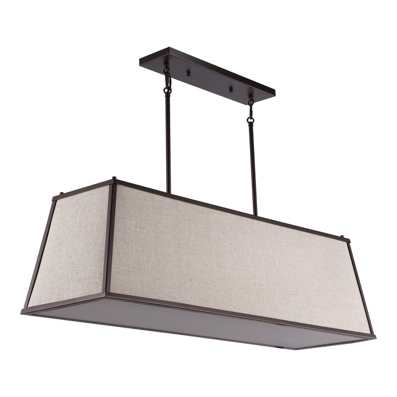 Crosby 4-Light Minimalist Industrial Trapezoidal Linen Iron Linear LED Pendant