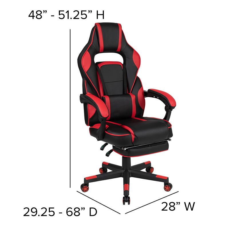 Flash Furniture Red Gaming Desk with Cup Holder/Headphone Hook & Red Reclining Back/Arms Gaming Chair with Footrest