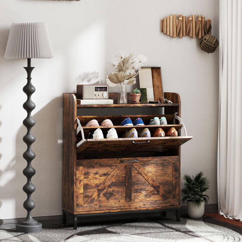 Shoe Cabinet with Doors and Shelves for Entryway or Bedroom Storage image number 7