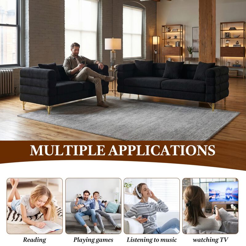 Sibsod modern-design plush cloud-shaped sofa set image number 4