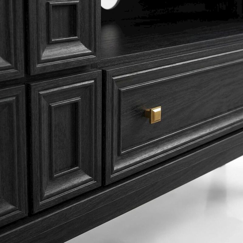 Black TV Stand with Engineered Wood Construction for Living Room Storage image number 5