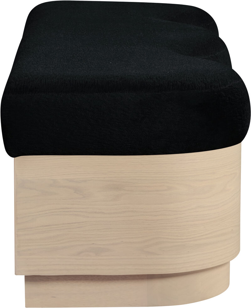 Meridian Furniture Savoy Black Velour Fur Fabric Bench