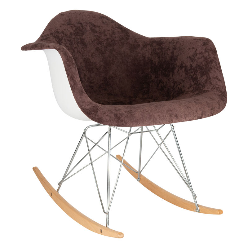 LeisureMod Wilson Twill Fabric Eiffel Rocking Chair