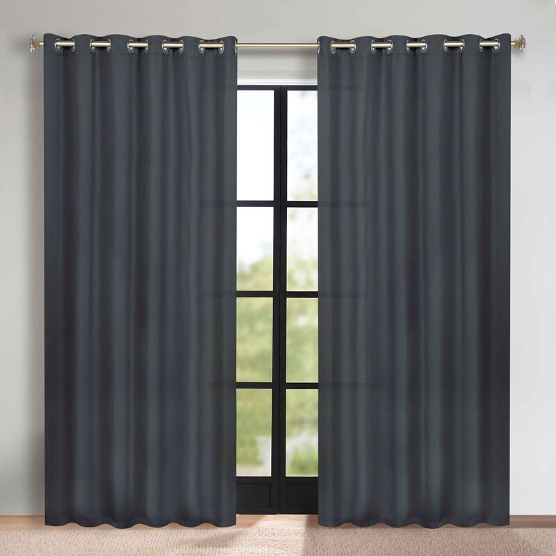 Modern Solid Blackout Curtain Panels Set of 2 Room Darkening Drapes image number 1