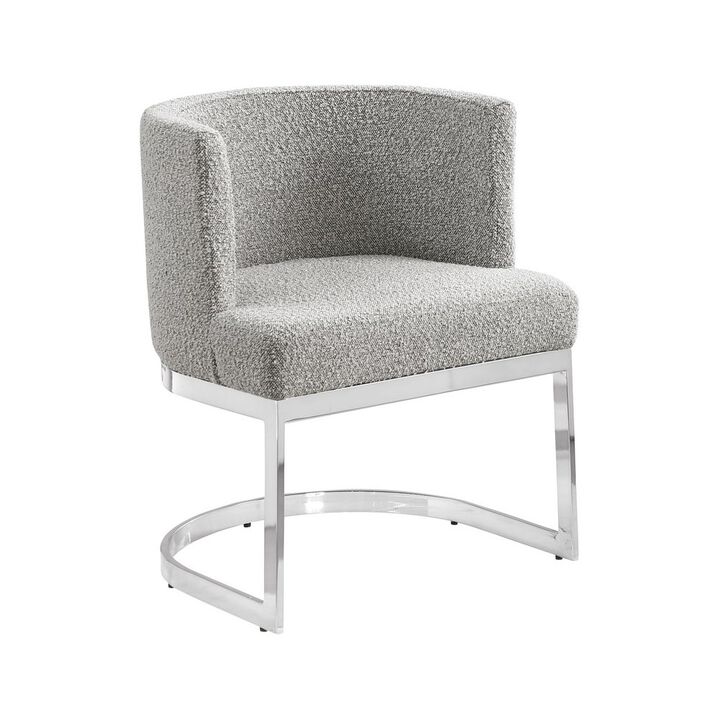 Best Quality Furniture Rich Gray With Silver Chrome Base Barrel Chair (Single Chair)