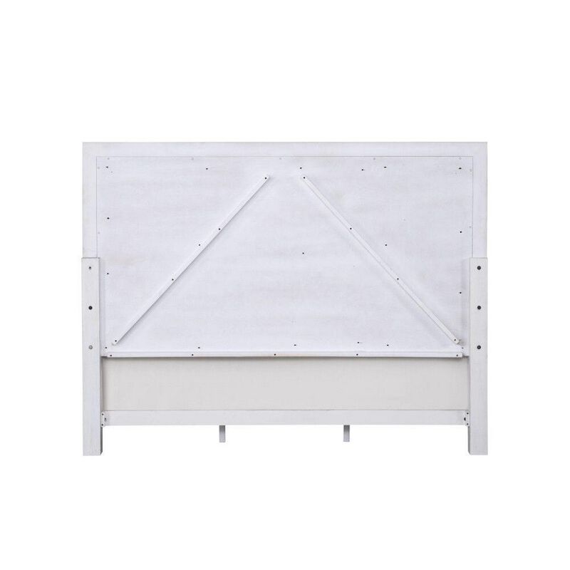 Kate Modern King Size Bed, ChannelTufted, Gray Fabric, White Wood Frame