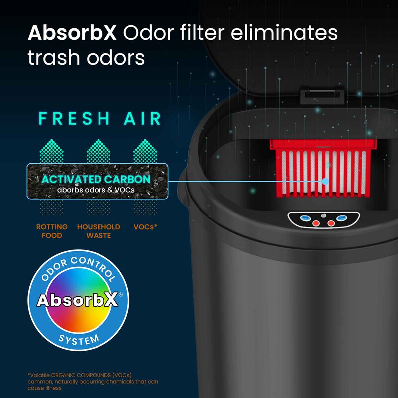 iTouchless  Deodorizer 13 Gallon Round Sensor Trash Can Matte