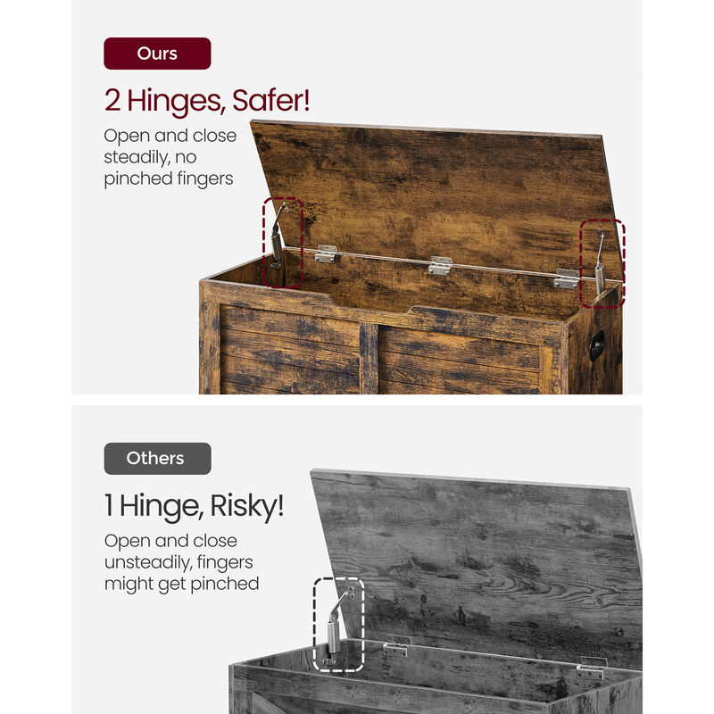 Storage Bench Trunk with 2 Soft-Close Hinges &ndash; Secure Lid Chest for Clothes, Pillows, or Playroom Use image number 5