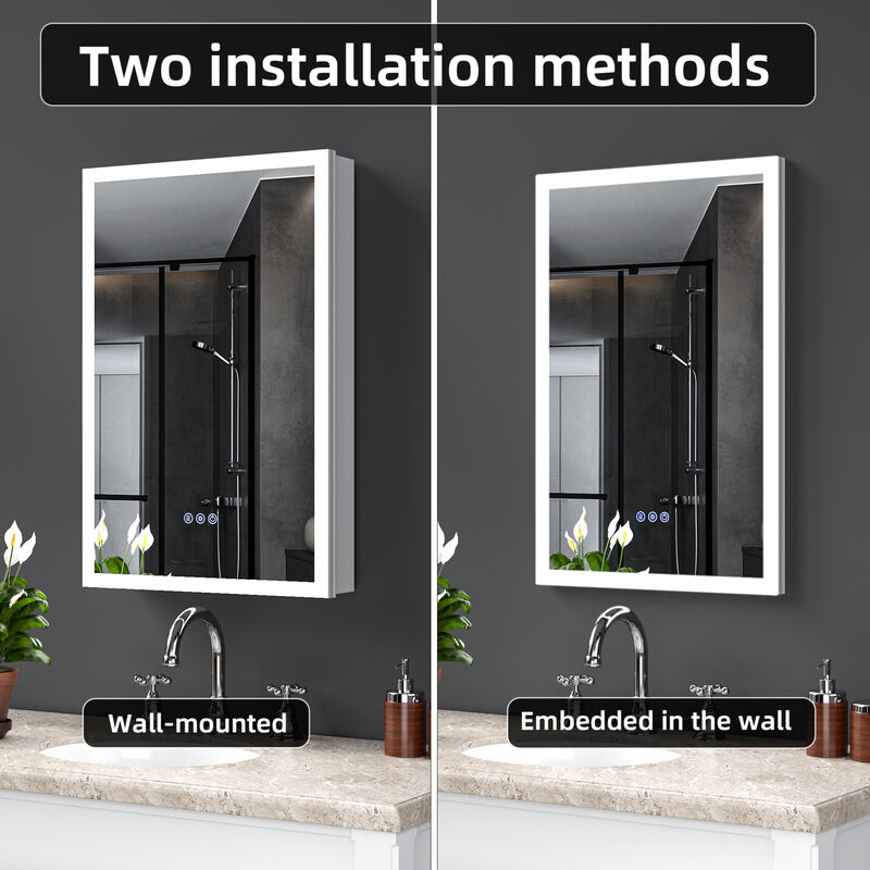 ELEMENT ACE LED Lighted Medicine Cabinet with Mirror Anti-Fog Technology Adjustable Illumination Spacious Storage image number 4