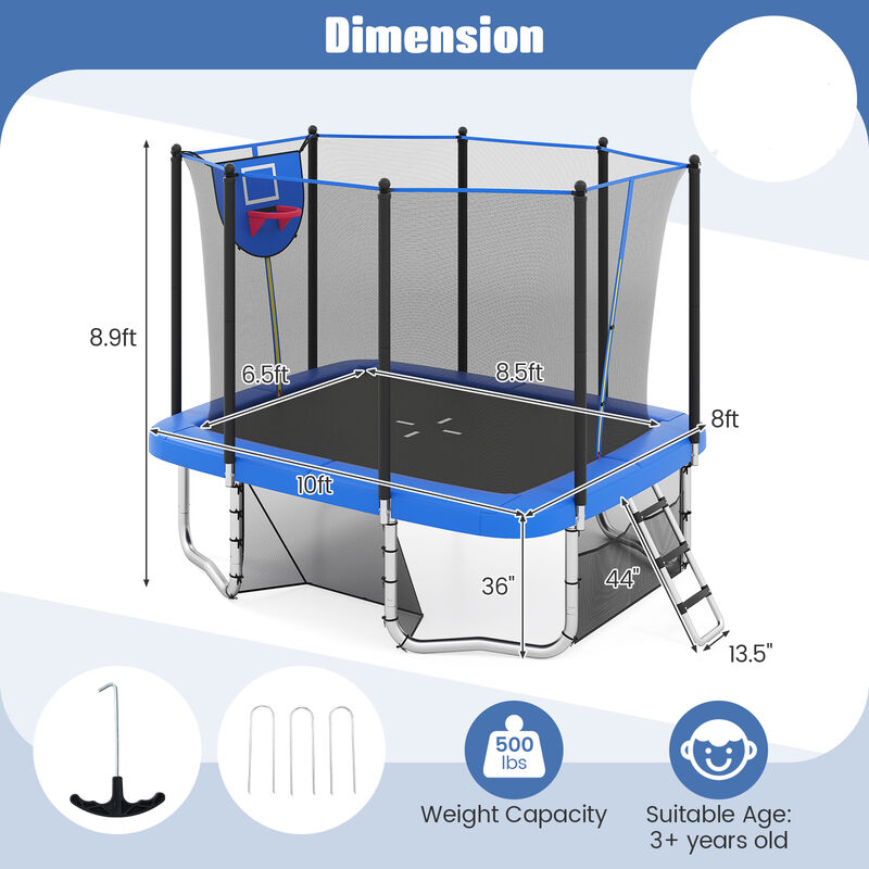 Heavy Duty Rectangle Outdoor Trampoline with Basketball Hoop image number 2
