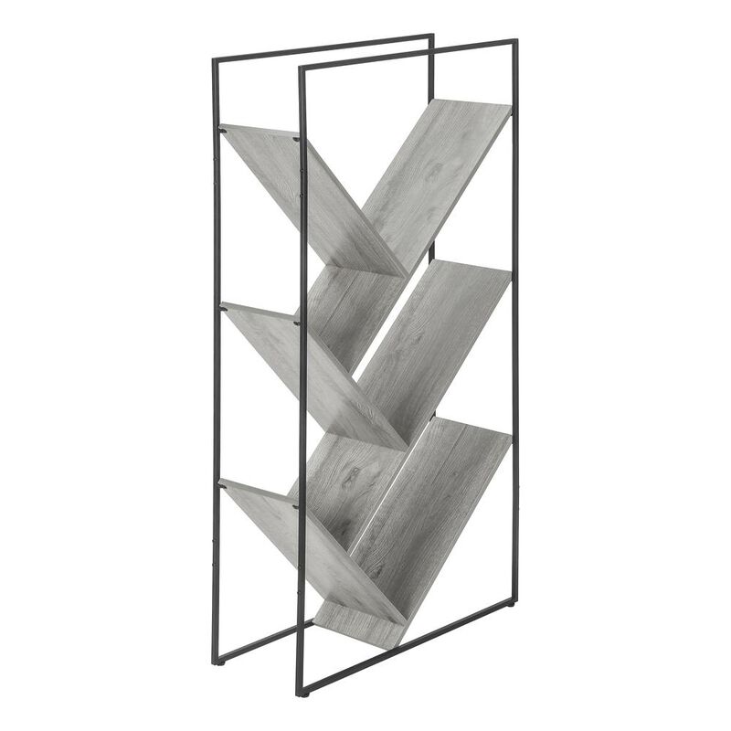 Bookshelf, Bookcase, Etagere, 3 Tier, 60H, Office, Bedroom, Grey Laminate