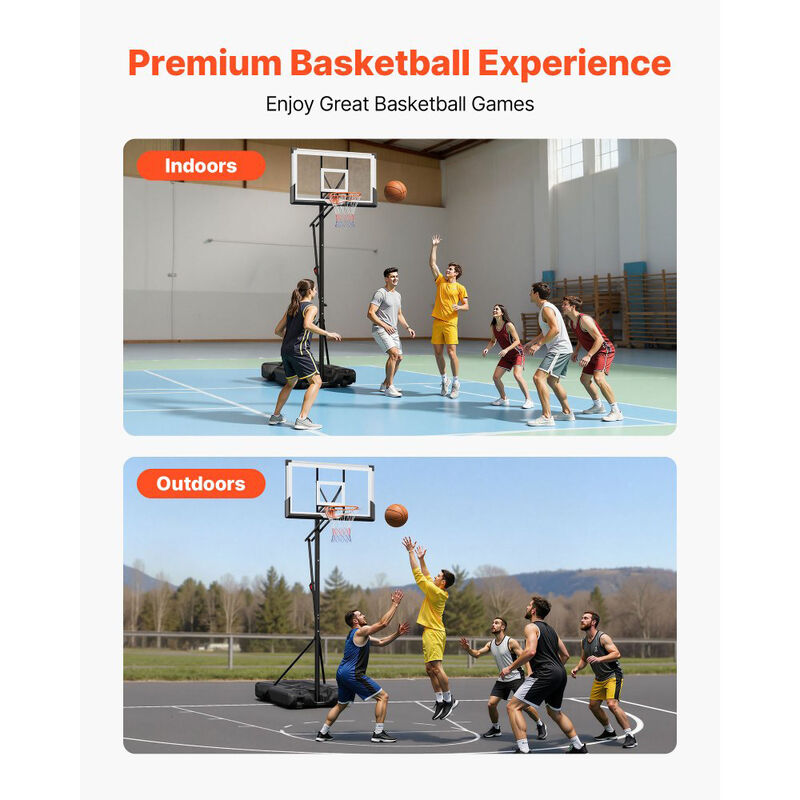Height Adjustable Basketball Goal with Portable Base, PC Backboard for Driveway & Poolside-Black image number 3