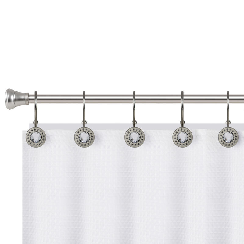 12-Piece Resistant Metal Double Shower Curtain Hooks with Large Center Crystal image number 5