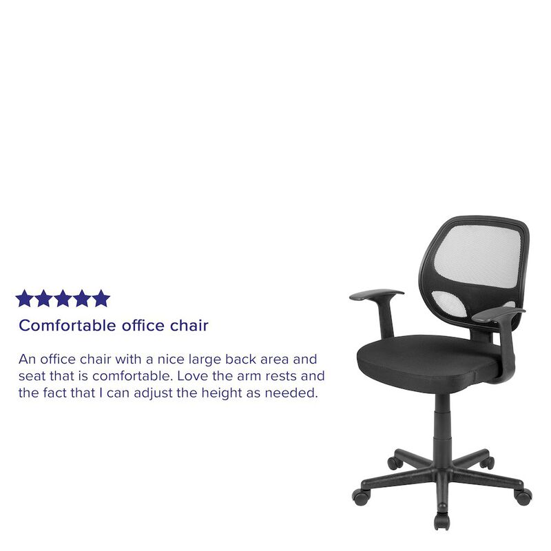 Flash Furniture Fundamentals Mid-Back Black Mesh Swivel Ergonomic Task Office Chair with Arms image number 1