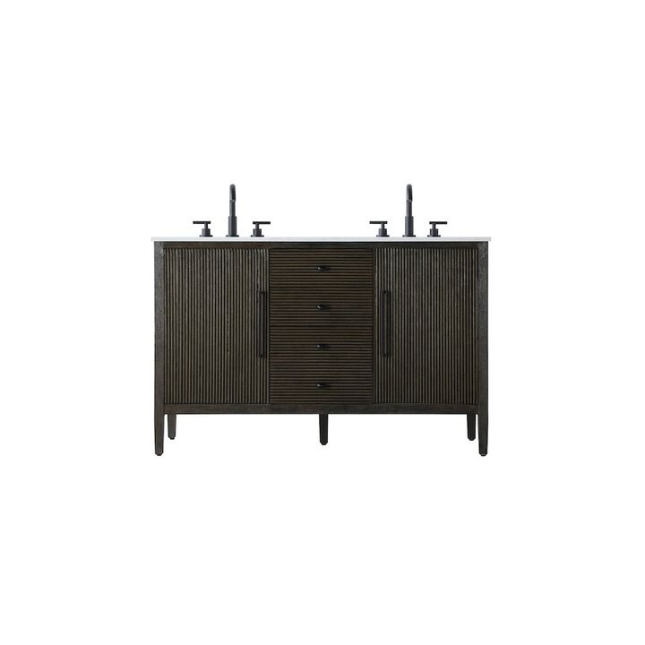 Elegant Kitchen and Bath 54 inch Double Bathroom Vanity inChocolate Oak