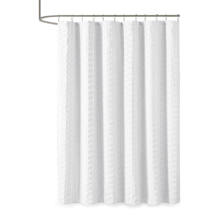 Gracie Mills Erwin Modern Woven Square Clipped Solid Shower Curtain