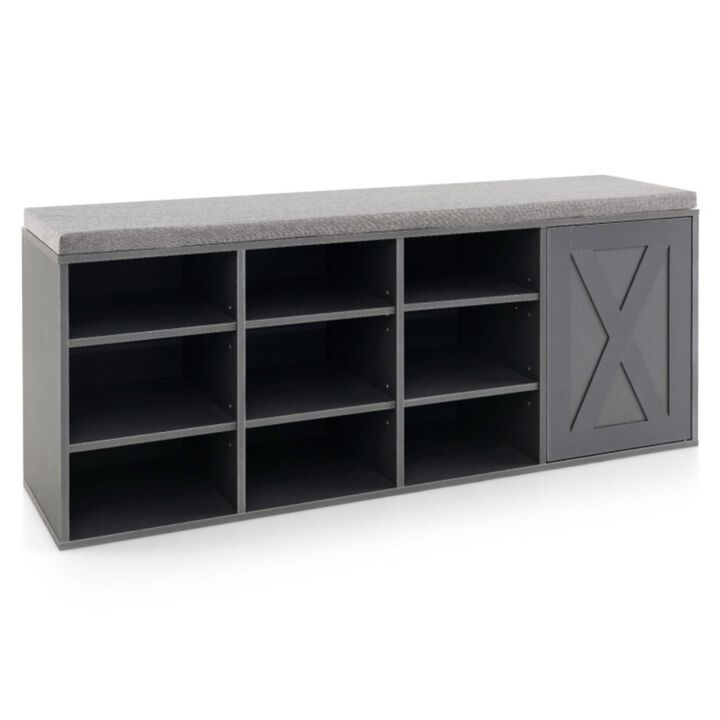 Hivvago 9-cube Shoe Bench with Adjustable Shelves and Removable Padded Cushion