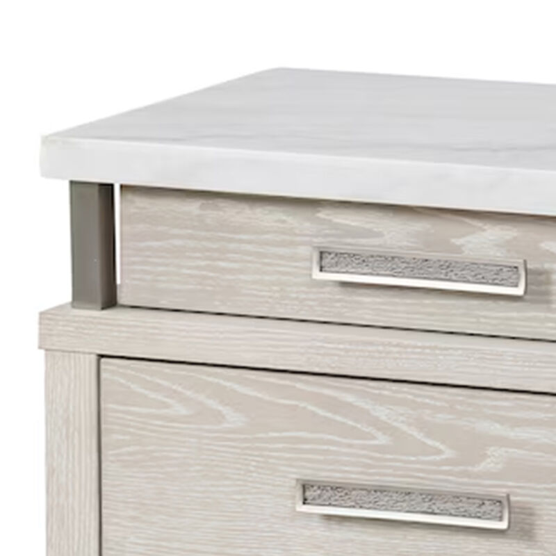 Queen Bedroom Set in Weathered Gray Wood with White & Silver Accents &ndash; 2 Piece Set with Nightstand image number 6