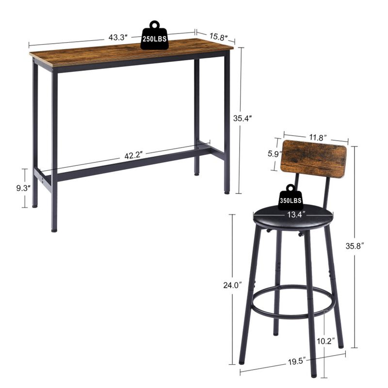 Warwem Industrial Height Bar Table Set image number 9