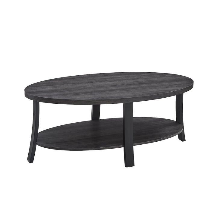 Roundhill Furniture Anze Contemporary Oval Wood Shelf Coffee Table