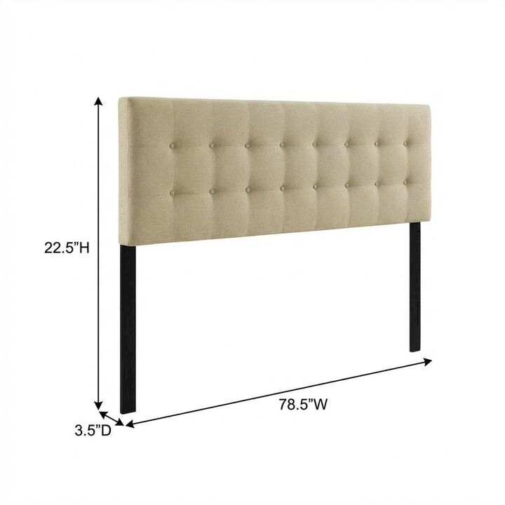 Upholstered Fabric King Headboard in Neutral Tone with Padded Design