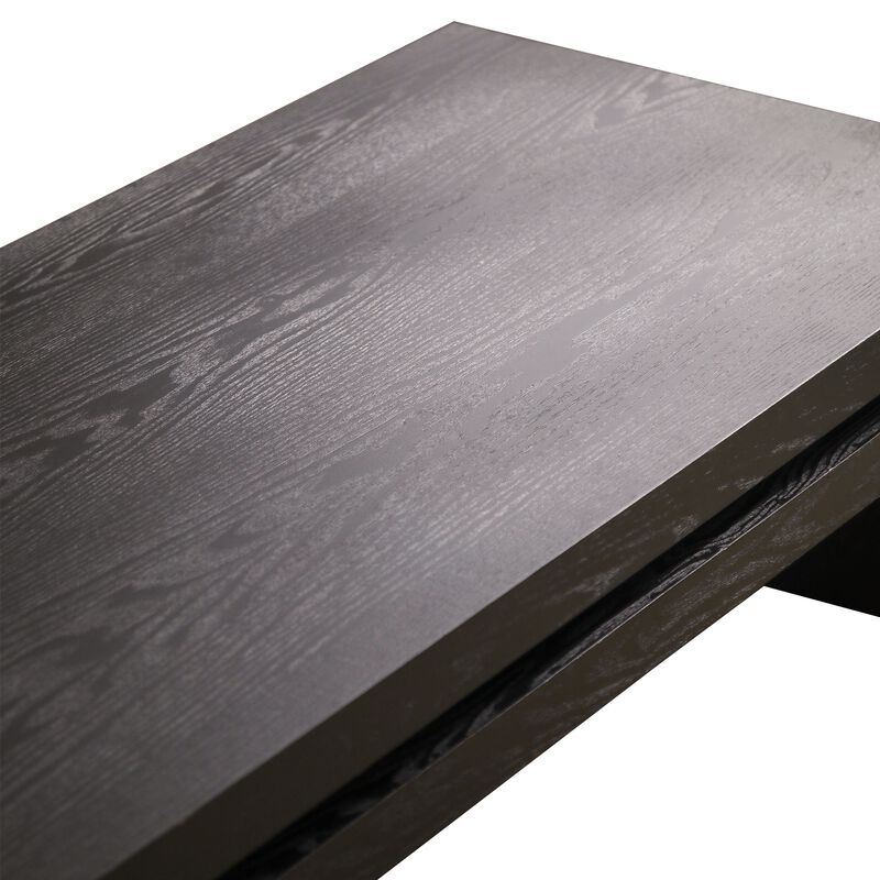 Rustic Farmhouse Rectangular Coffee Table with Floating Tabletop Design, Wooden Living Room Table image number 6