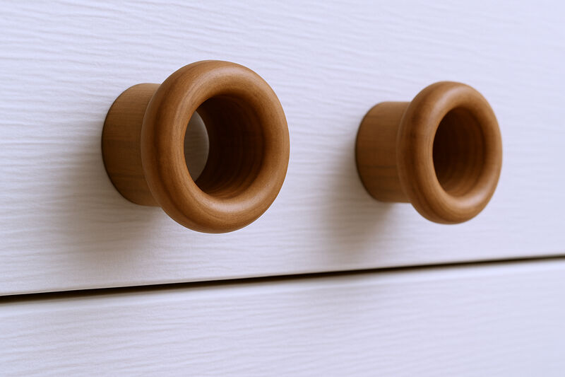 HomeRoots Set of Two Brown Wood Open Circle Drawer Pull Knobs image number 1