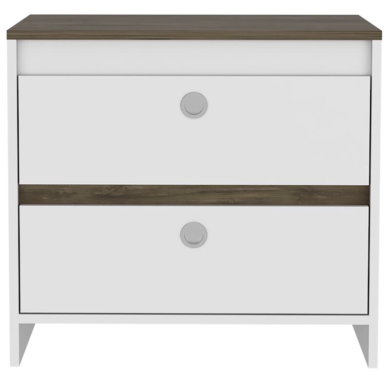 Streamdale Otom Nightstand: Top, Shelf, Drawer, Legs - Smokey Oak White