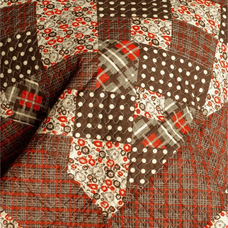 Vermicelli Quilted Cotton Striped Printed Quilt Set Queen Size Bubbly Design Set image number 2