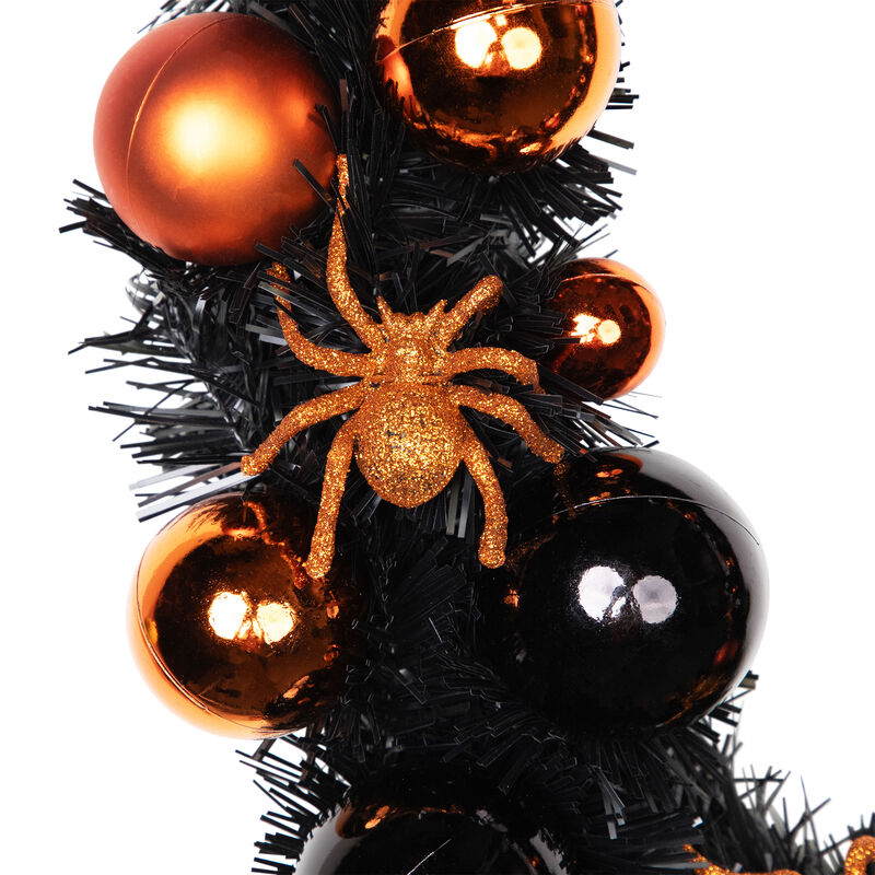 Orange Spiders and Ornaments Halloween Wreath  18-Inch  Unlit image number 2