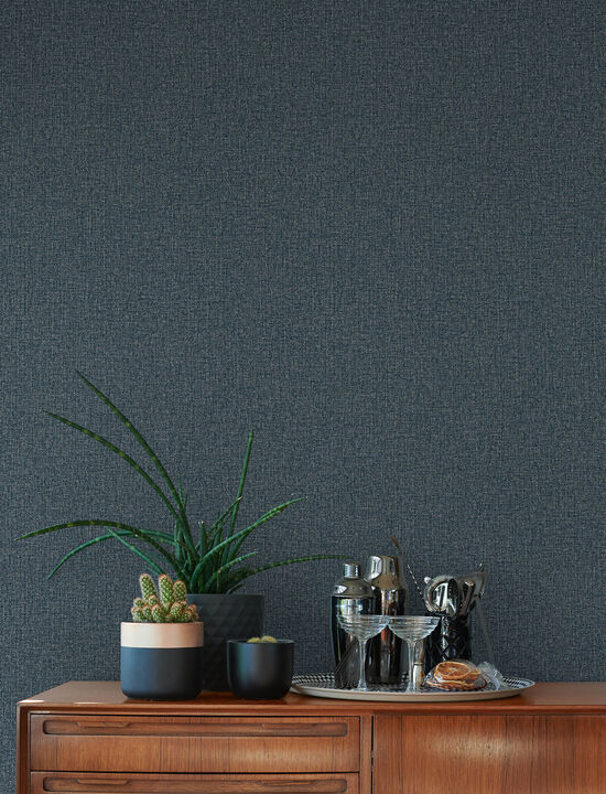 Hatton Dark Blue Faux Tweed Wallpaper