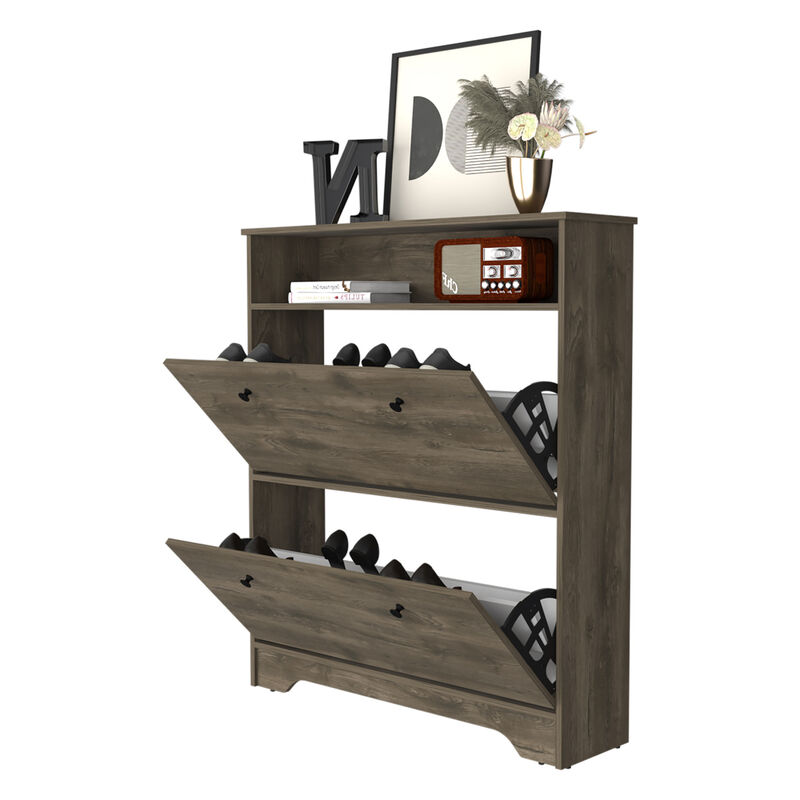Cranberry 2-Shelf Shoe Rack Dark Brown