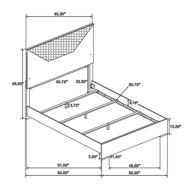 Ivon Queen Bed, 3D Embossed LED Headboard, Glossy White Solid Wood - Benzara