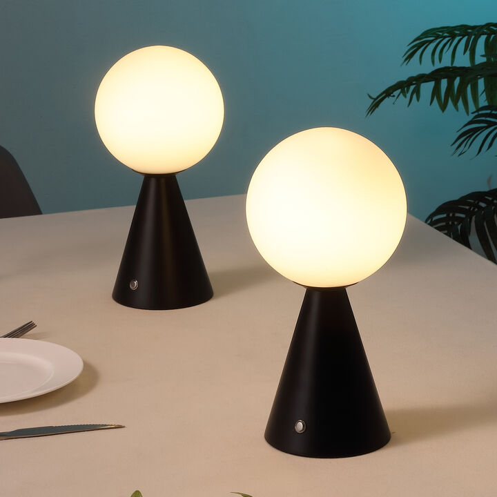 Macie 11.75" Modern Minimalist Globe Rechargeable/Cordless Dimmable Integrated LED Table Lamp with Touch Sensor