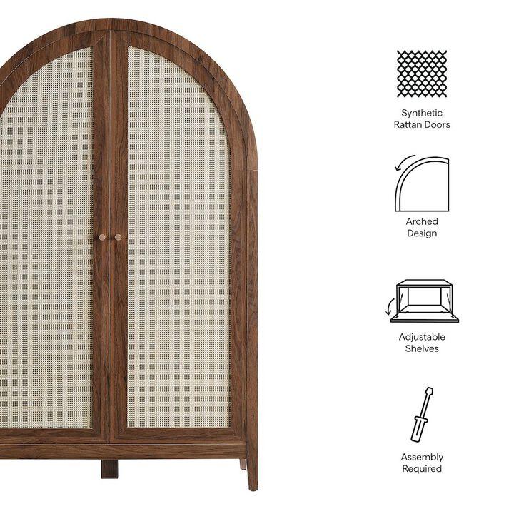 Calista 63 Inch Arched Storage Cabinet With Folding Desk