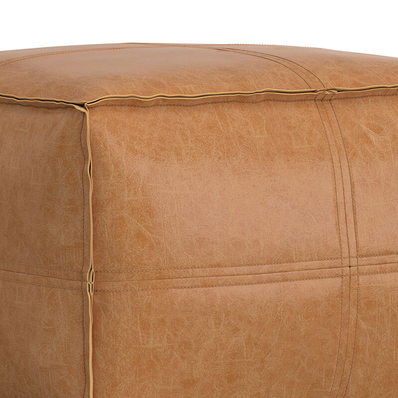 Simpli Home Brody 24W Square Top Stitch Pouf image number 4