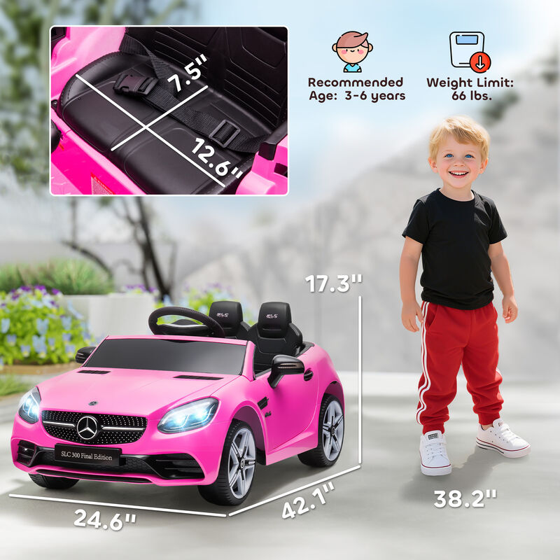 BreeBe Mercedes SLC 300 Licensed Kids Electric Car with Remote Control, 12V Battery Powered Kids Ride on Car with Music, Lights image number 2