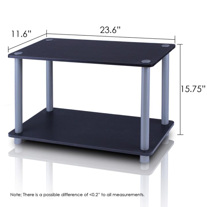 Turn-N-Tube 2-Tier Shelves/End Tables Set, Black/Grey, 2 Pcs Set