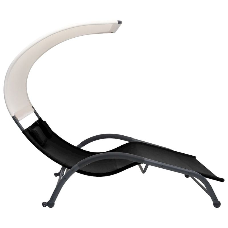 Sun Lounger Black Textilene, Steel Double Sun Lounger