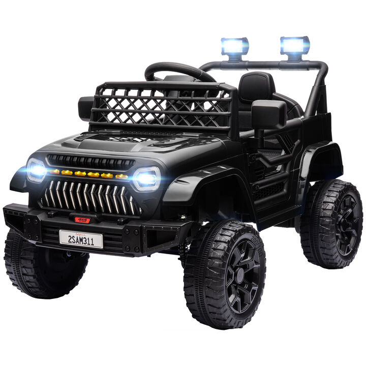 BreeBe 12V Battery Powered Ride On Truck, Kids Electric Car with Spring Suspension, Remote, Horn, USB Music