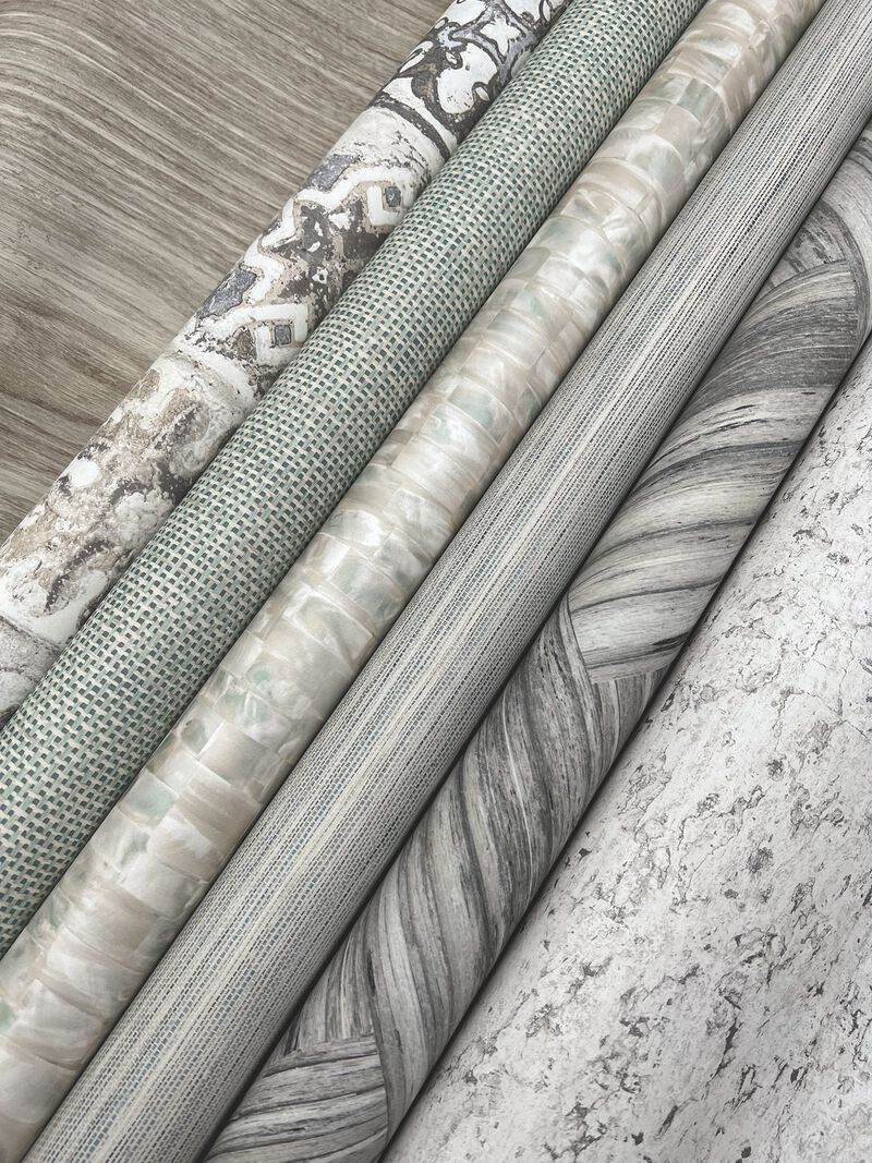Ecaustic Tile Grey Peel & Stick Wallpaper (Double Roll) image number 4