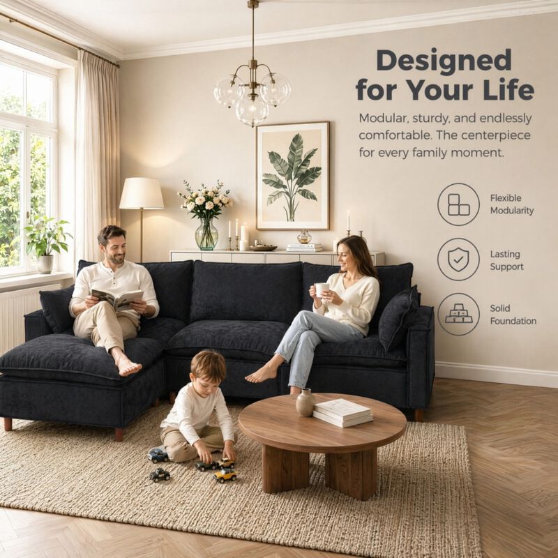 Medsmi Modular L-Shaped Sectional Sofa image number 7